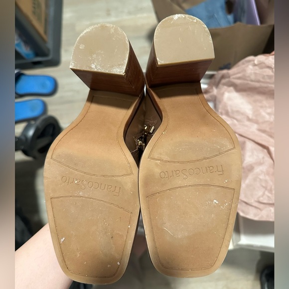 EUC Franco Sarto heeled boots brown leather square toe - Picture 11 of 12